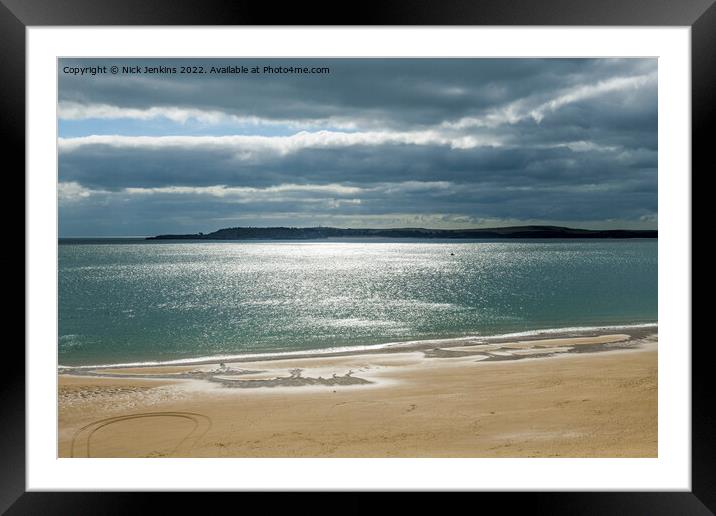 Tenby  North Beach and Caldey Island Pembrokeshire Framed Mounted Print by Nick Jenkins