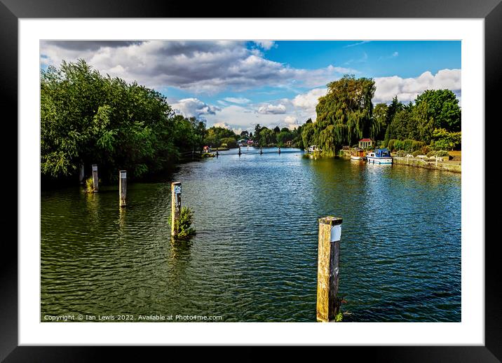 Crossing The Thames at Benson Weir Framed Mounted Print by Ian Lewis