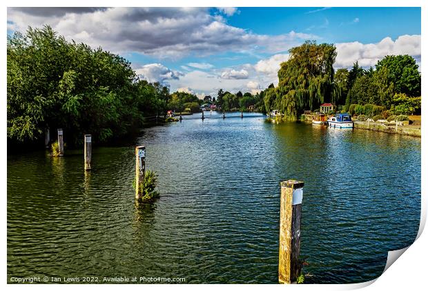 Crossing The Thames at Benson Weir Print by Ian Lewis