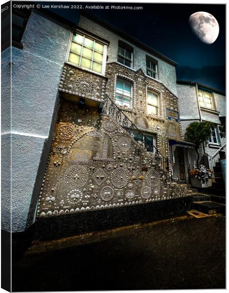Enchanting Moonlit Shell House in Polperro Canvas Print by Lee Kershaw