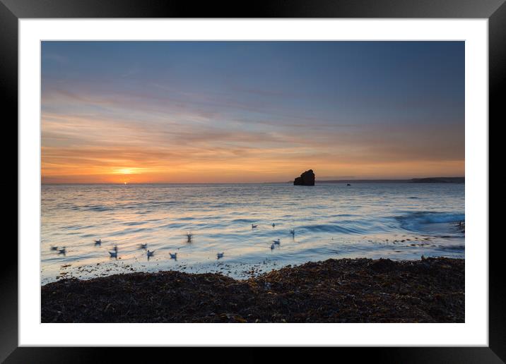 thurlestone rock sunset Framed Mounted Print by kevin murch