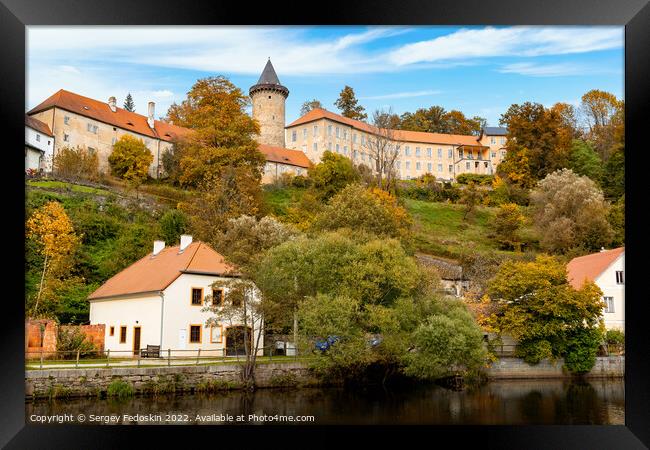 Small town and medieval castle Rozmberk nad Vltavou, Czech Republic. Framed Print by Sergey Fedoskin