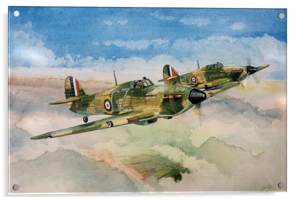 A section of RAF Hawker Hurricanes Acrylic by John Lowerson