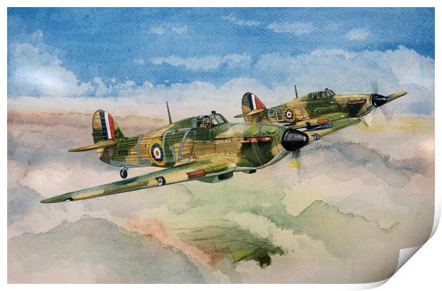 A section of RAF Hawker Hurricanes Print by John Lowerson