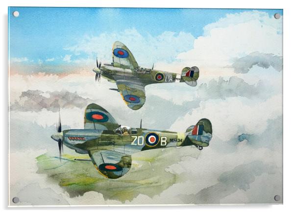 ASection of Spitfires Acrylic by John Lowerson
