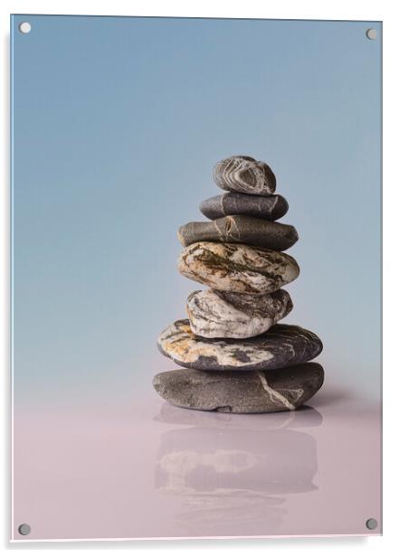 Cornish Zen stones 7  Acrylic by kathy white