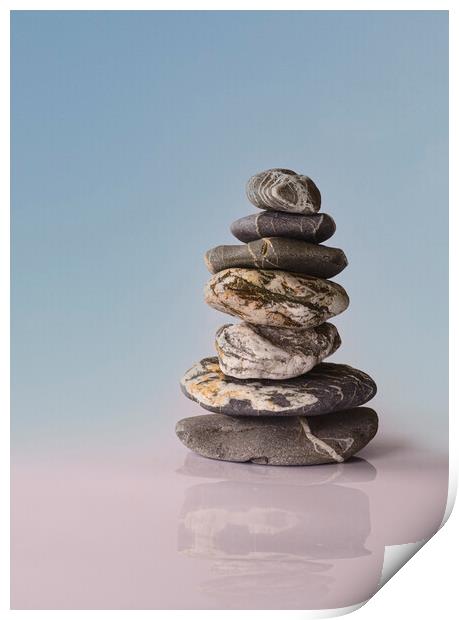Cornish Zen stones 7  Print by kathy white