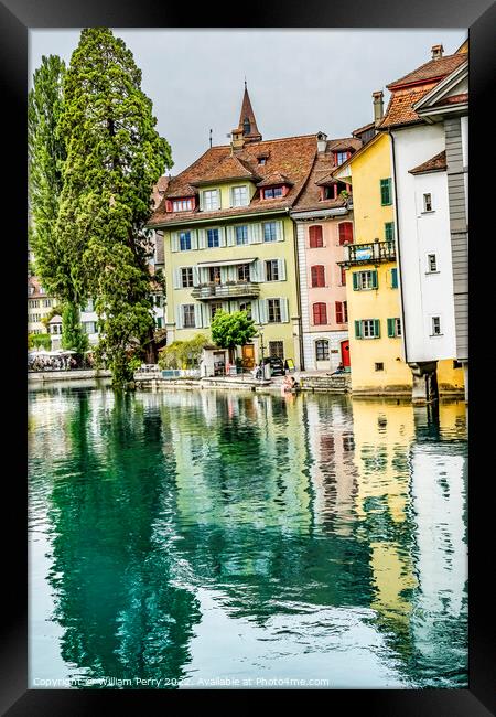 Inner Harbor Buildings Reflection Lucerne Switzerland Framed Print by William Perry