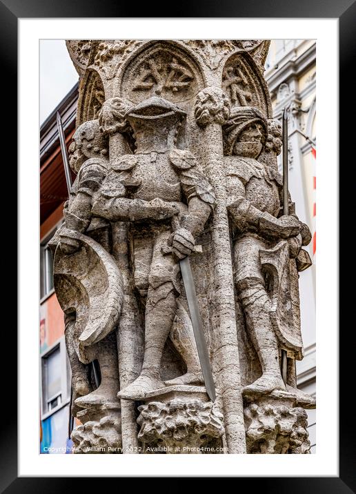 Guardsmen Knights Statues Fountain Lucerne Switzerland Framed Mounted Print by William Perry