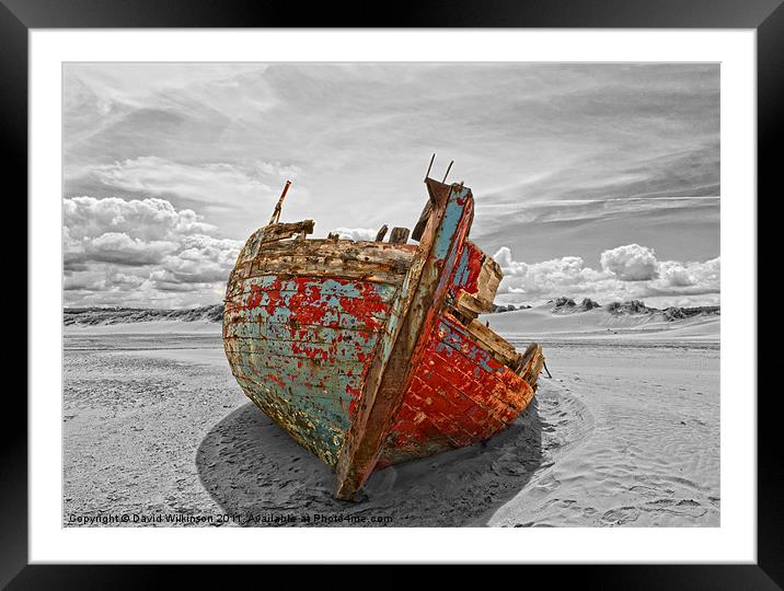 Old Fishing Boat. Framed Mounted Print by Dave Wilkinson North Devon Ph