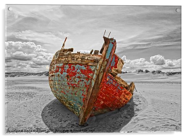 Old Fishing Boat. Acrylic by Dave Wilkinson North Devon Ph
