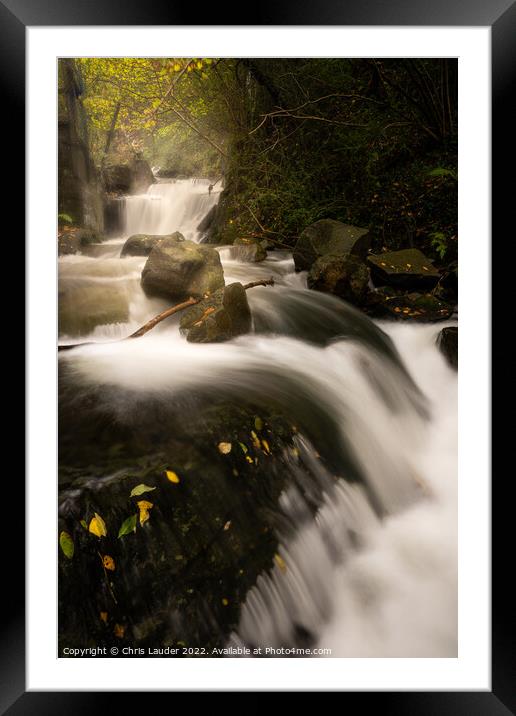Autumnal waterfall Framed Mounted Print by Chris Lauder