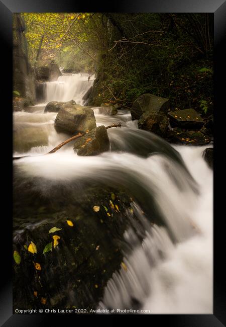 Autumnal waterfall Framed Print by Chris Lauder