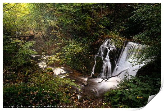 A waterfall in the woods Print by Chris Lauder