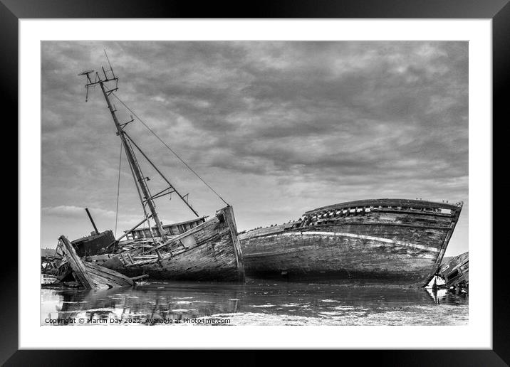 Decaying Beauty of Pin Mill's Boat Wrecks Framed Mounted Print by Martin Day