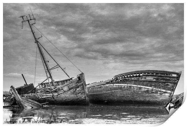 Decaying Beauty of Pin Mill's Boat Wrecks Print by Martin Day