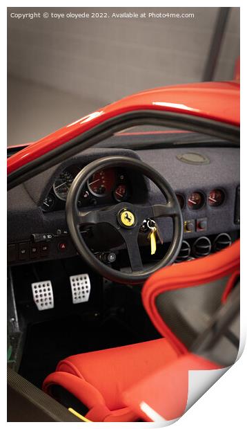 Ferrari F40 Steering Wheel Print by Auto view Point