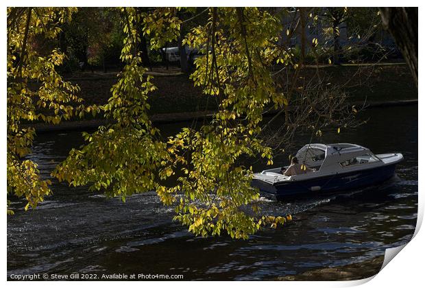 Tourists Enjoying a Boat Ride on the River Ouse in York. Print by Steve Gill