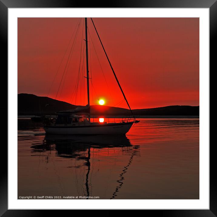  Nautical sunrise seascape with water reflctions. Framed Mounted Print by Geoff Childs
