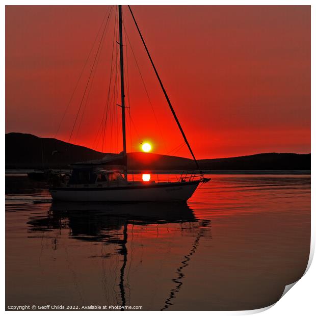  Nautical sunrise seascape with water reflctions. Print by Geoff Childs
