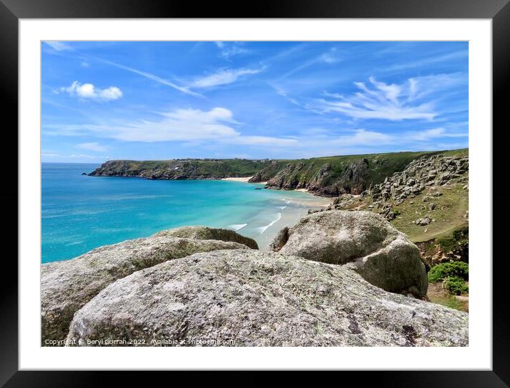 Majestic Porthcurno Cove Framed Mounted Print by Beryl Curran