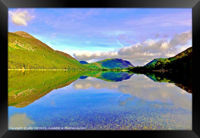 Mellbreak mountain reflections, Buttermere, Cumbria. Framed Print by john hill