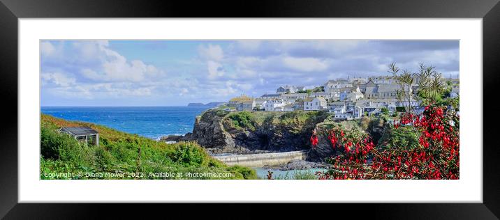 Port Isaac Cornwall Panoramic View Framed Mounted Print by Diana Mower