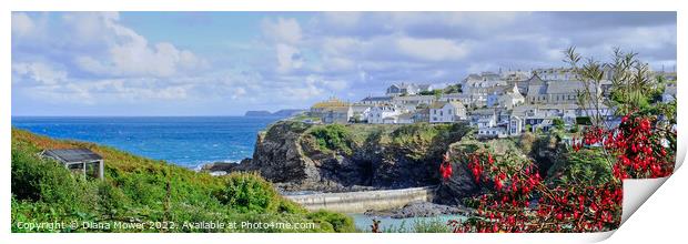 Port Isaac Cornwall Panoramic View Print by Diana Mower