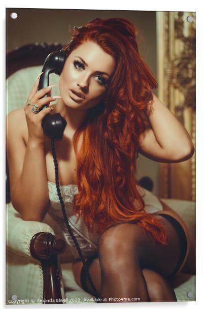 Glamorous Woman Making A Call Acrylic by Amanda Elwell