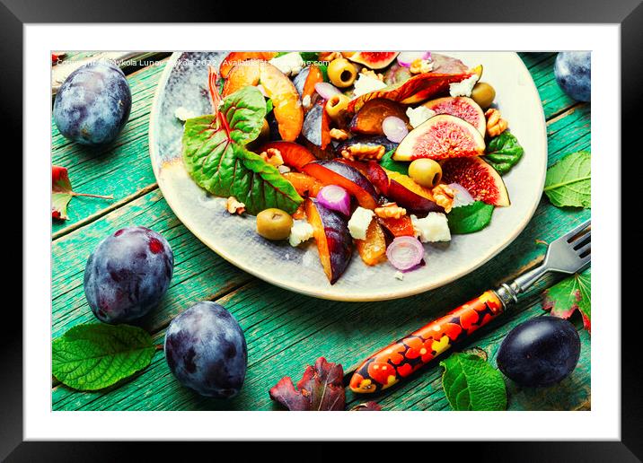 Autumn salad with fruit and herbs, dietetic food Framed Mounted Print by Mykola Lunov Mykola