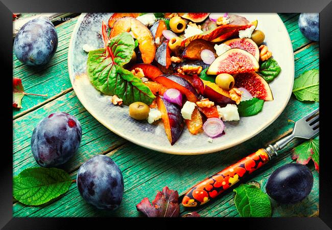 Autumn salad with fruit and herbs, dietetic food Framed Print by Mykola Lunov Mykola