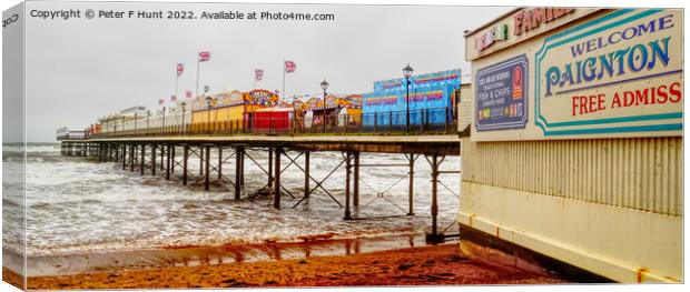 Stormy Weather By Paignton Pier Canvas Print by Peter F Hunt