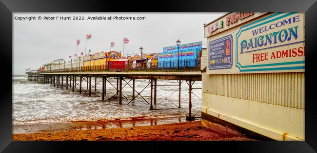 Stormy Weather By Paignton Pier Framed Print by Peter F Hunt