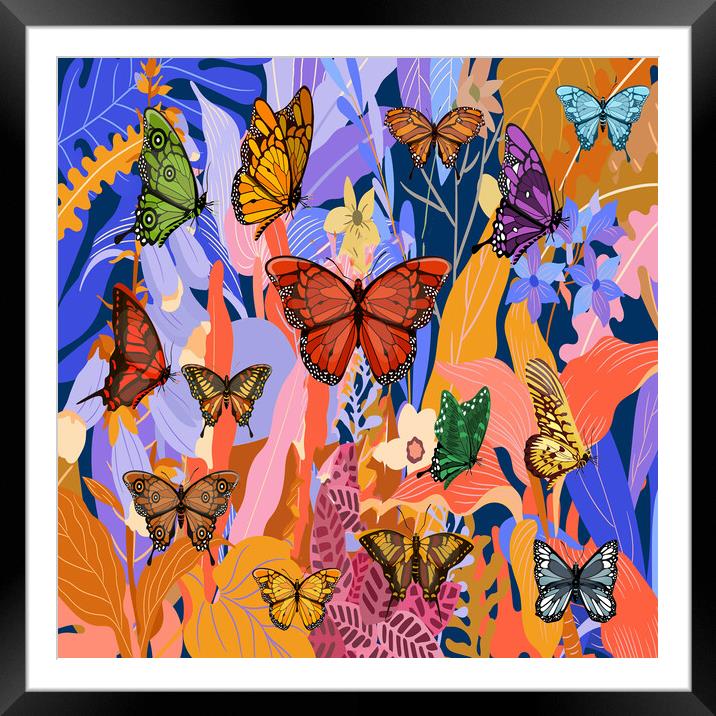 Butterfly Garden Framed Mounted Print by Matthew Lacey