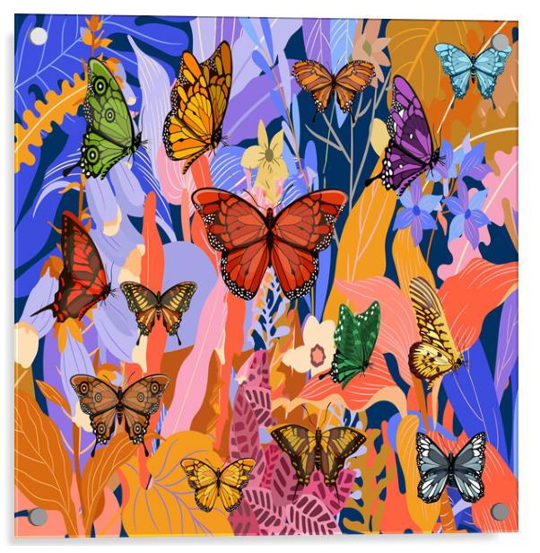 Butterfly Garden Acrylic by Matthew Lacey