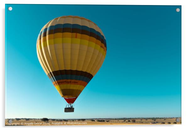 Air Balloon Flying Close Alentejo Fields in Portugal Acrylic by Angelo DeVal