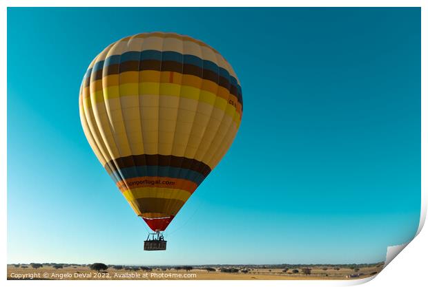 Air Balloon Flying Close Alentejo Fields in Portugal Print by Angelo DeVal