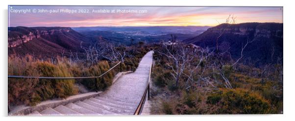 Cahill's Lookout blue mountains Acrylic by John-paul Phillippe