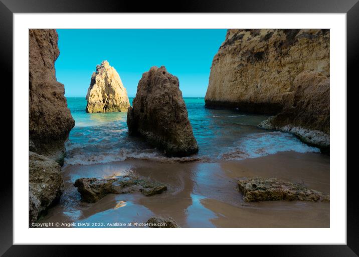 Coming Waves in Three Brothers Beach in Alvor Framed Mounted Print by Angelo DeVal