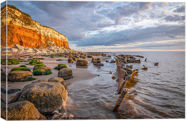 Shipwreck of the Sheraton on Old Hunstanton Beach Canvas Print by Lesley Moran