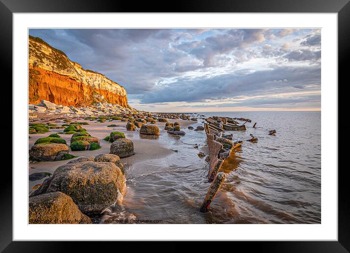 Shipwreck of the Sheraton on Old Hunstanton Beach Framed Mounted Print by Lesley Moran