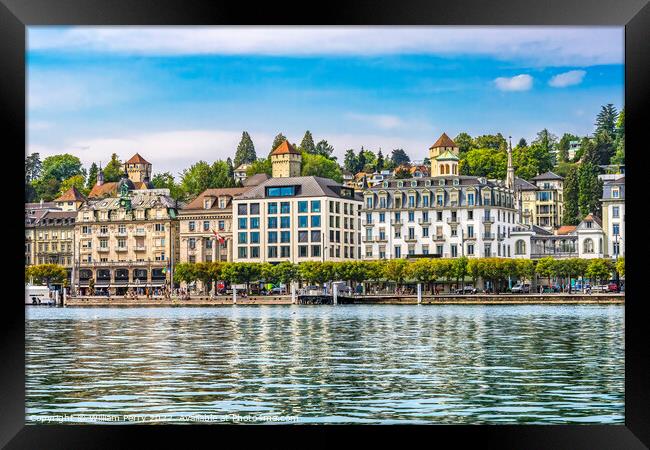 Buildings Church Lake Lucerne Switzerland Framed Print by William Perry