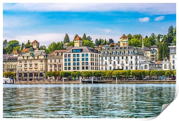 Buildings Church Lake Lucerne Switzerland Print by William Perry