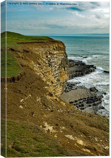 Nash Point Cliffs and Bristol Channel  Canvas Print by Nick Jenkins
