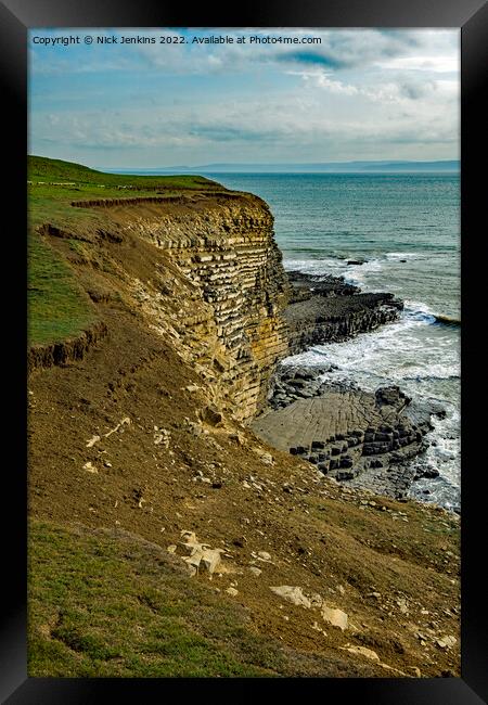 Nash Point Cliffs and Bristol Channel  Framed Print by Nick Jenkins