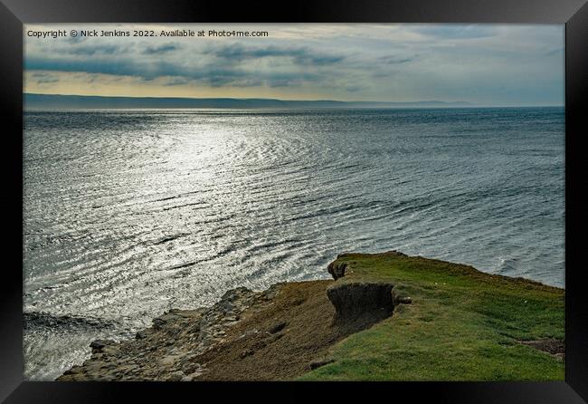 Over the Bristol Channel from Nash Point  Framed Print by Nick Jenkins