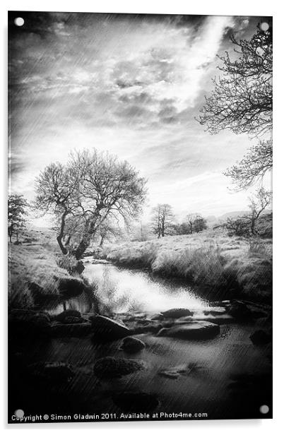 Rainy Day at Padley Gorge Acrylic by Simon Gladwin