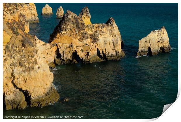 Three Brothers Beach from the cliff in Algarve Print by Angelo DeVal