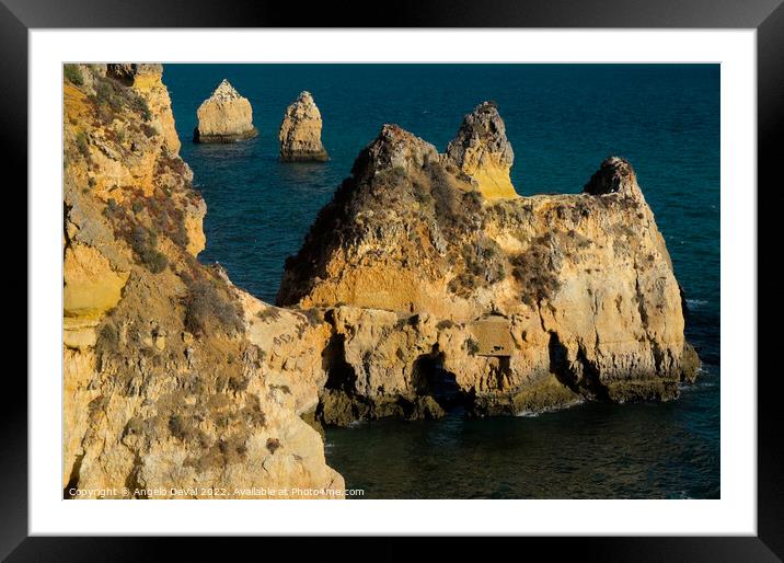 Three Brothers Beach overview in Algarve Framed Mounted Print by Angelo DeVal