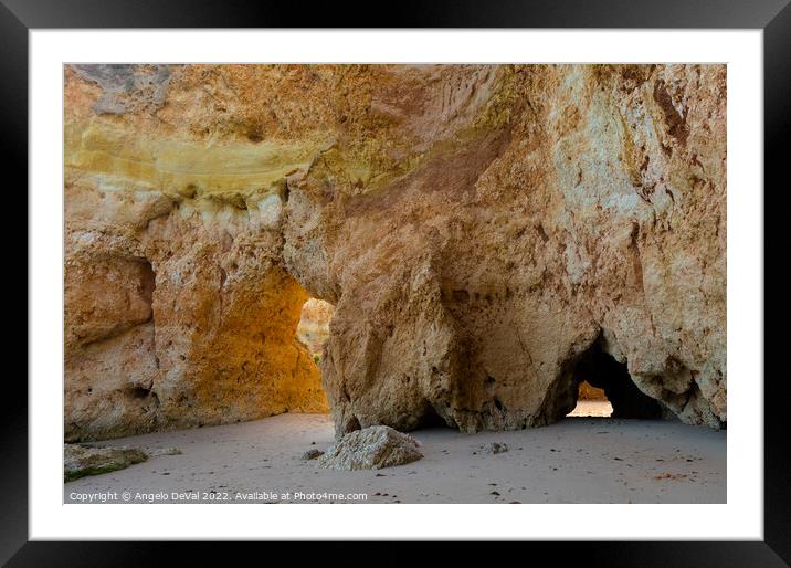 Rocky Doors in Three Brothers beach. Algarve Framed Mounted Print by Angelo DeVal